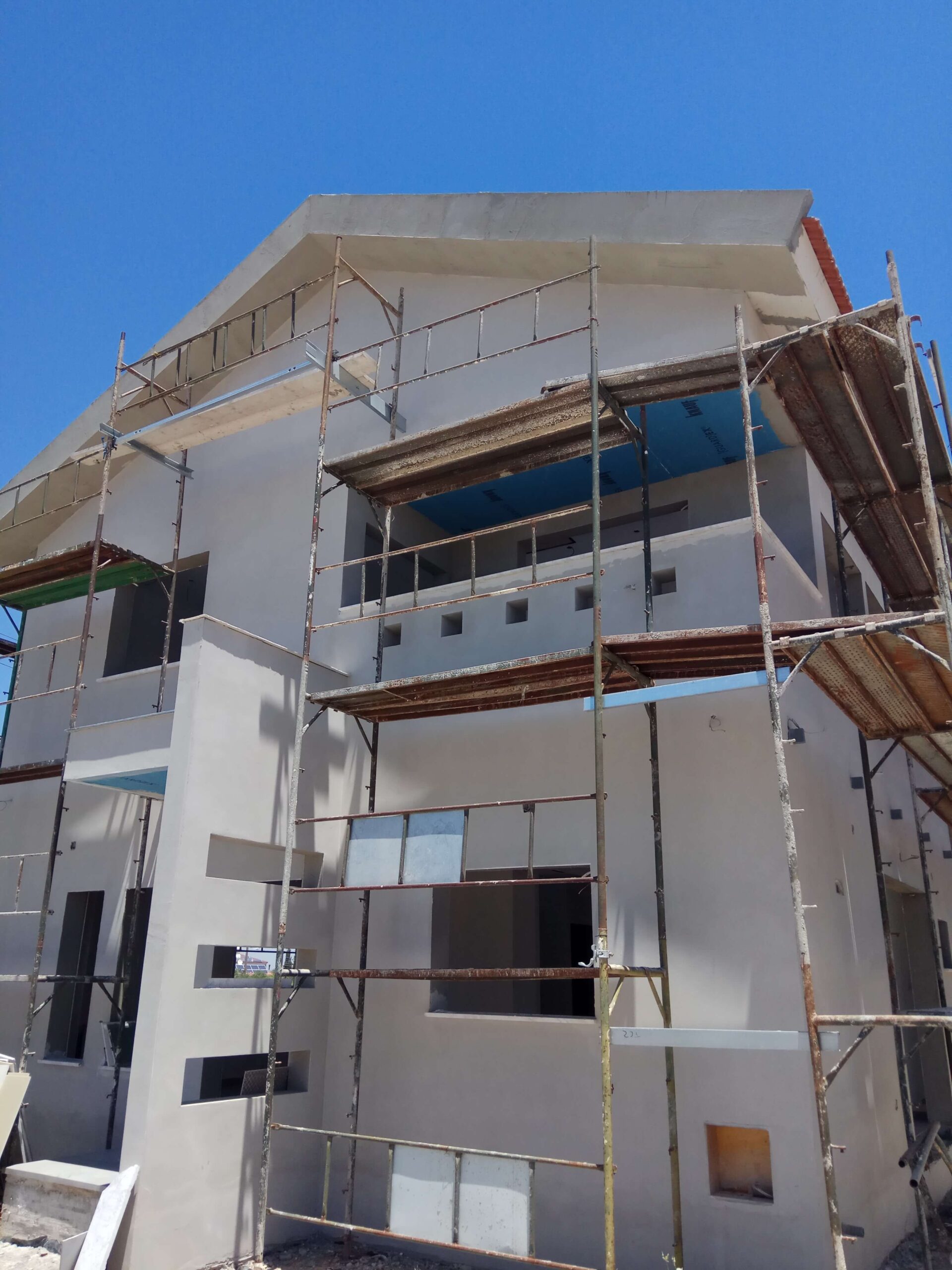 Rendered exterior of the Xylofagou residence during construction