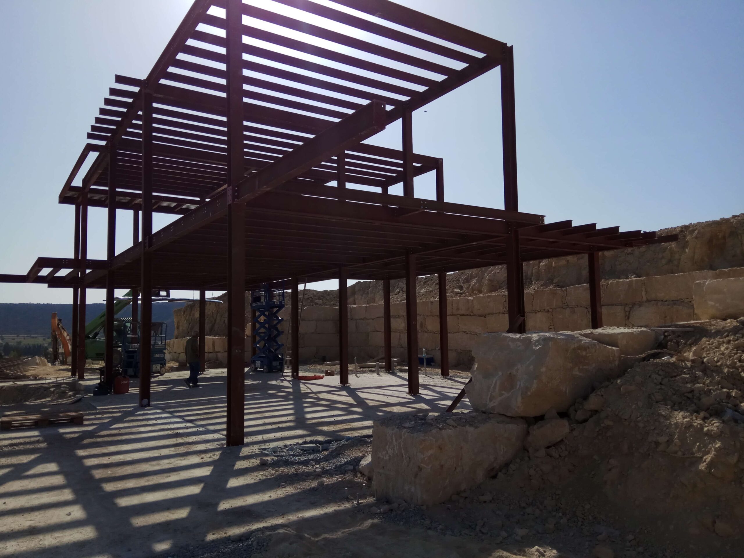 Steel frame of the Pissouri residence seen from the site